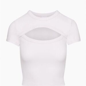 BOGO Aritzia TNA Chill Costa Cut-Out Short Sleeve Tee, Grey Lilac, Size XL